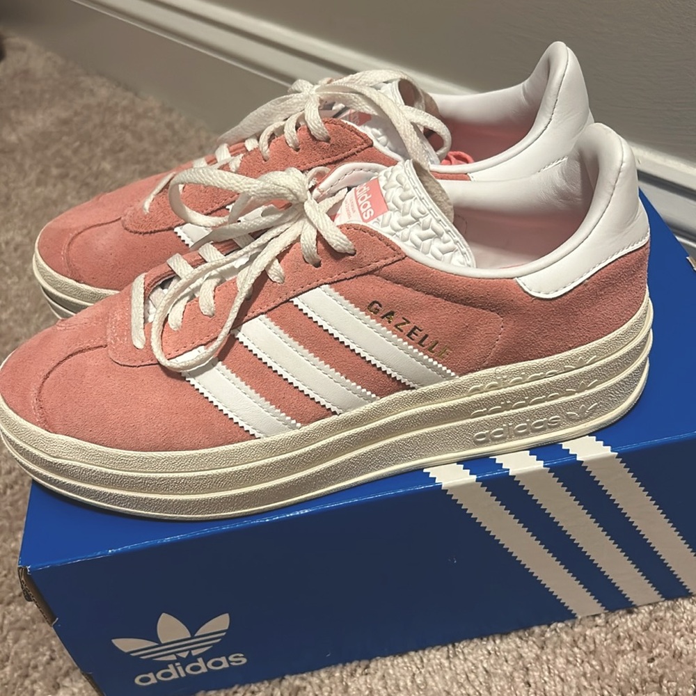 Womens adidas Gazelle Bold Athletic Shoe - True Pink/White